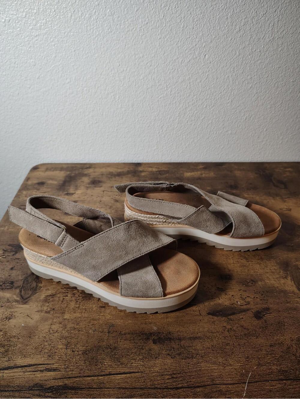Tom's Wear Good Diana Crossover Wedge Strap Gray Grey